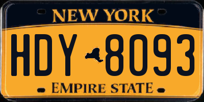 NY license plate HDY8093