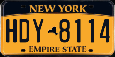 NY license plate HDY8114