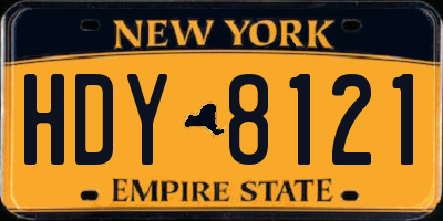 NY license plate HDY8121