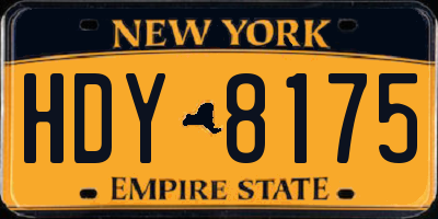 NY license plate HDY8175
