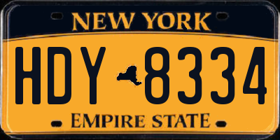 NY license plate HDY8334