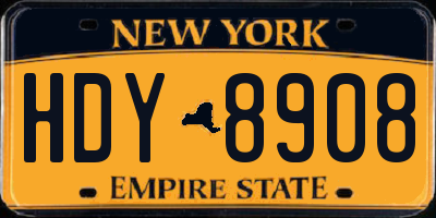 NY license plate HDY8908