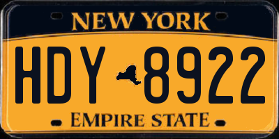 NY license plate HDY8922