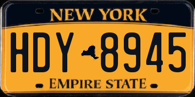 NY license plate HDY8945