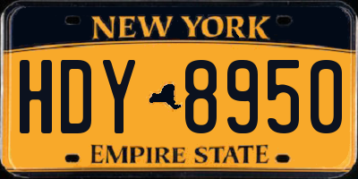 NY license plate HDY8950