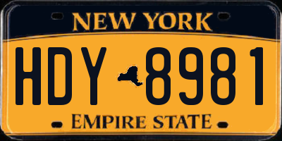 NY license plate HDY8981