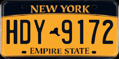 NY license plate HDY9172