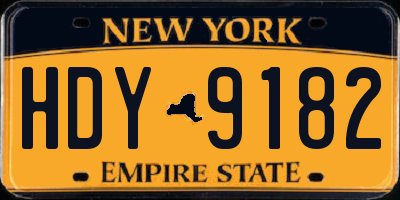 NY license plate HDY9182