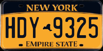 NY license plate HDY9325