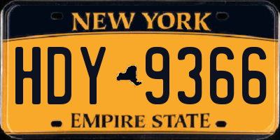 NY license plate HDY9366