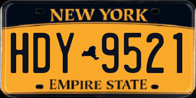 NY license plate HDY9521