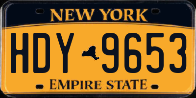 NY license plate HDY9653