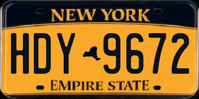 NY license plate HDY9672