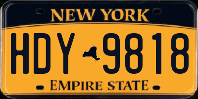 NY license plate HDY9818