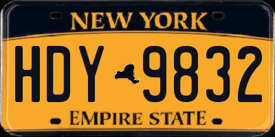 NY license plate HDY9832