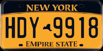 NY license plate HDY9918