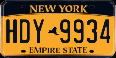 NY license plate HDY9934