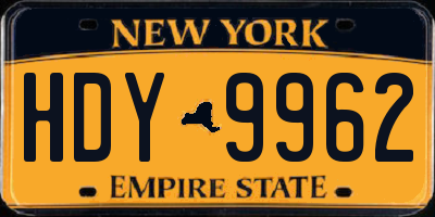 NY license plate HDY9962