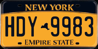 NY license plate HDY9983