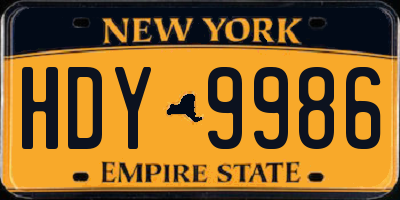 NY license plate HDY9986