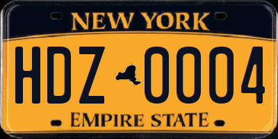 NY license plate HDZ0004