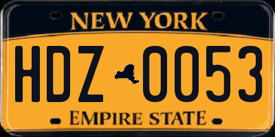 NY license plate HDZ0053