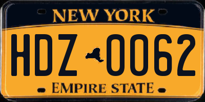 NY license plate HDZ0062