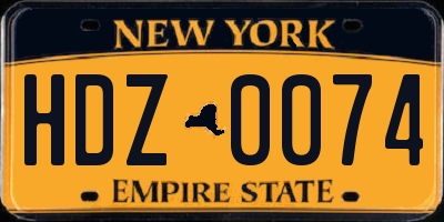 NY license plate HDZ0074