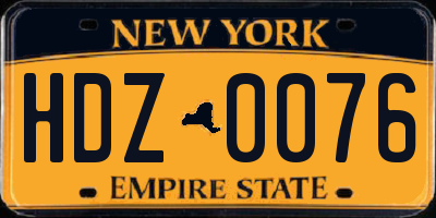 NY license plate HDZ0076