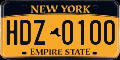 NY license plate HDZ0100