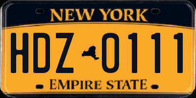 NY license plate HDZ0111