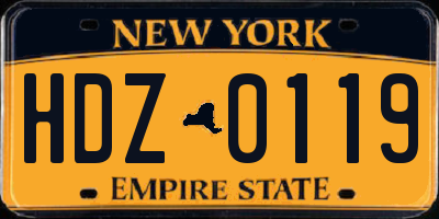 NY license plate HDZ0119
