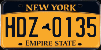 NY license plate HDZ0135