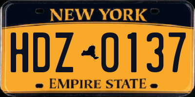 NY license plate HDZ0137