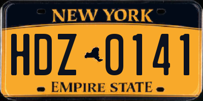 NY license plate HDZ0141