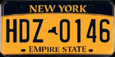 NY license plate HDZ0146