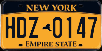 NY license plate HDZ0147