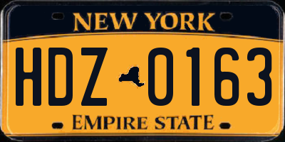 NY license plate HDZ0163