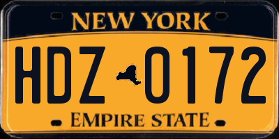 NY license plate HDZ0172
