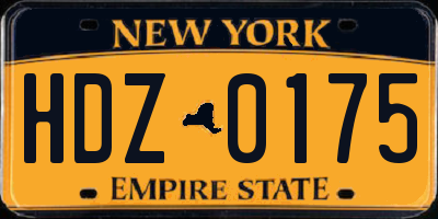 NY license plate HDZ0175
