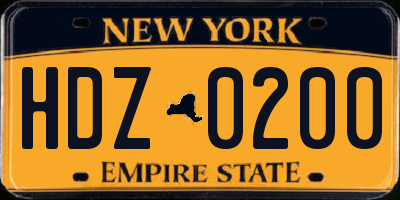 NY license plate HDZ0200