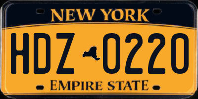 NY license plate HDZ0220