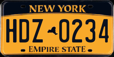 NY license plate HDZ0234