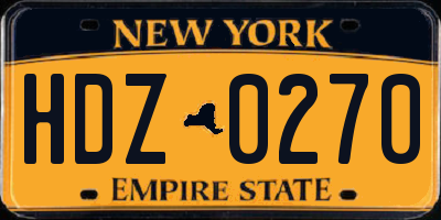 NY license plate HDZ0270