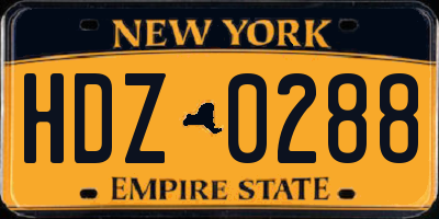 NY license plate HDZ0288