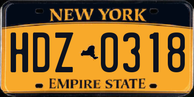 NY license plate HDZ0318