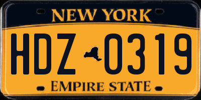 NY license plate HDZ0319