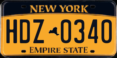 NY license plate HDZ0340