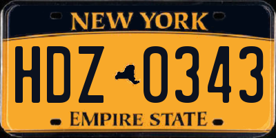 NY license plate HDZ0343