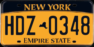 NY license plate HDZ0348